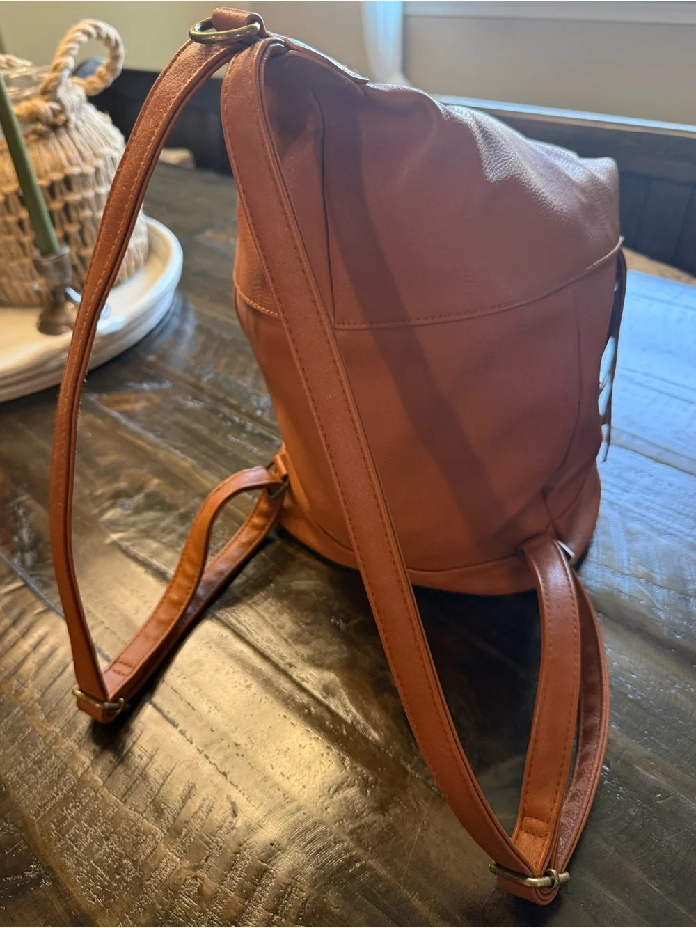 Fringe Convertible Women’s Backpack - Tan Pleather